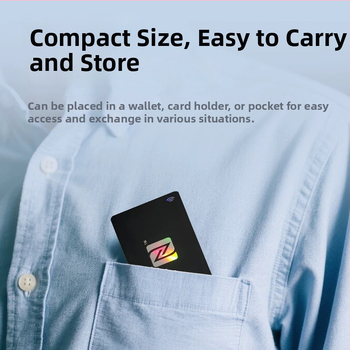 NFC/RFID viedā vizītkarte, bezkontakta, 144 baitu glabāšana, 100000 dzēšanas ciklu, darba temperatūra -25°C līdz 75°C