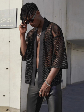 Särk-kardigan lõigatud võrgust detailidega, lühikeste varrukatega, ümmarguse kaelaga, 96% polüester