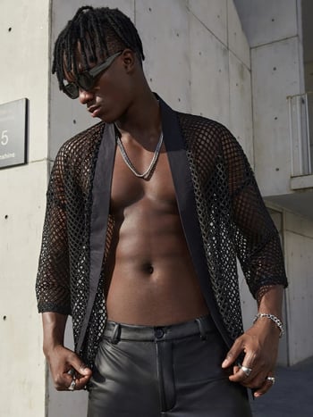 Särk-kardigan lõigatud võrgust detailidega, lühikeste varrukatega, ümmarguse kaelaga, 96% polüester