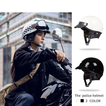 SOJ Cască half-helmet ABS pentru adulți – Cască retro pentru motocicletă/scuter, certificată 3C, pentru vehicule electrice.