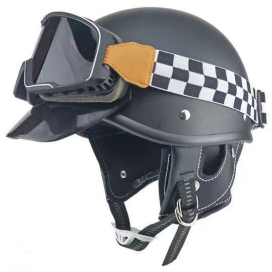 SOJ Cască half-helmet ABS pentru adulți – Cască retro pentru motocicletă/scuter, certificată 3C, pentru vehicule electrice.