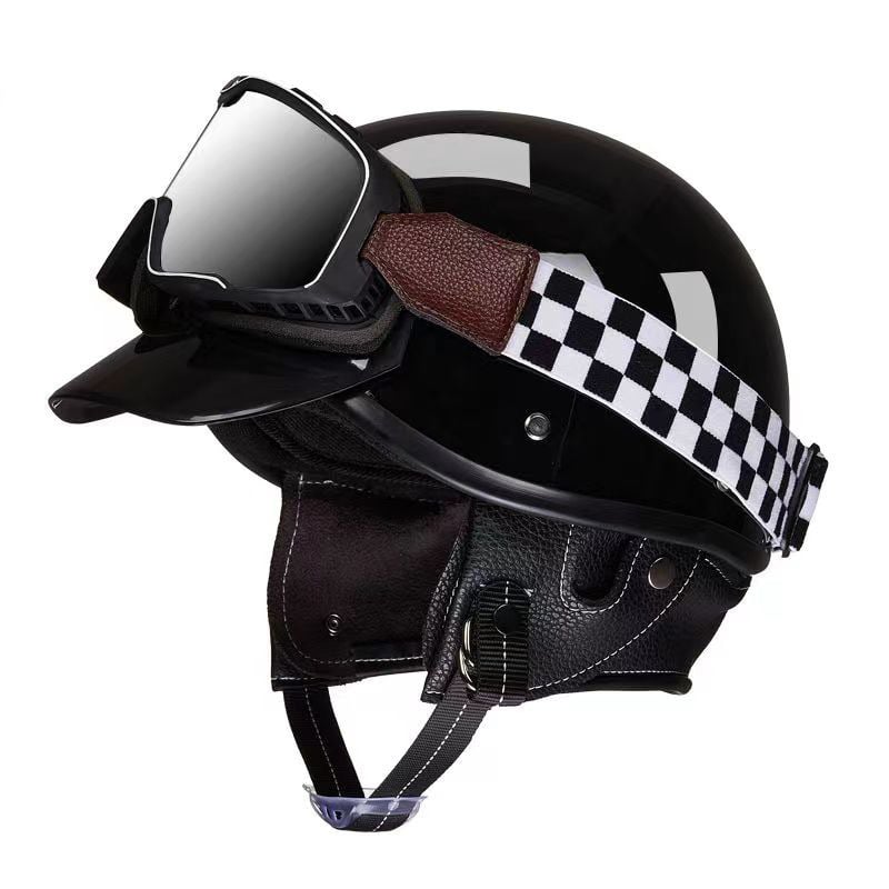 SOJ Cască half-helmet ABS pentru adulți – Cască retro pentru motocicletă/scuter, certificată 3C, pentru vehicule electrice.