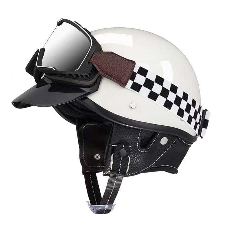 SOJ Cască half-helmet ABS pentru adulți – Cască retro pentru motocicletă/scuter, certificată 3C, pentru vehicule electrice.