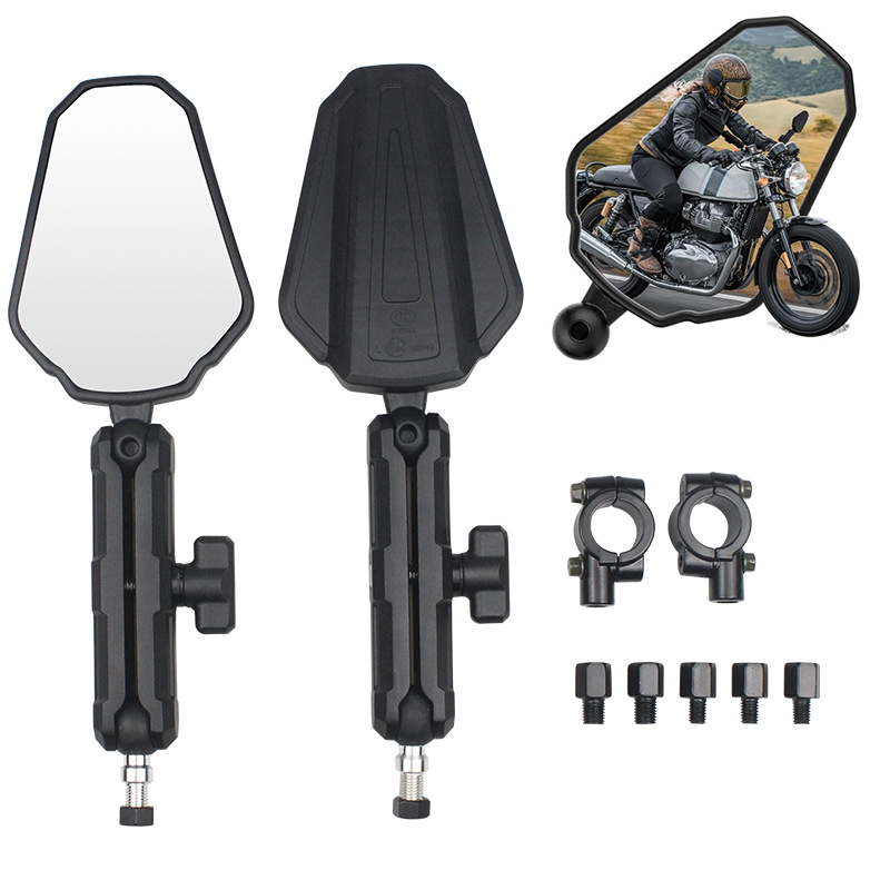 Zadnje ogledalo motocikla - rotirajuće i sklopivo, univerzalno za ADV terenski motocikl, model YRD-M-203, marka Yuxuan
