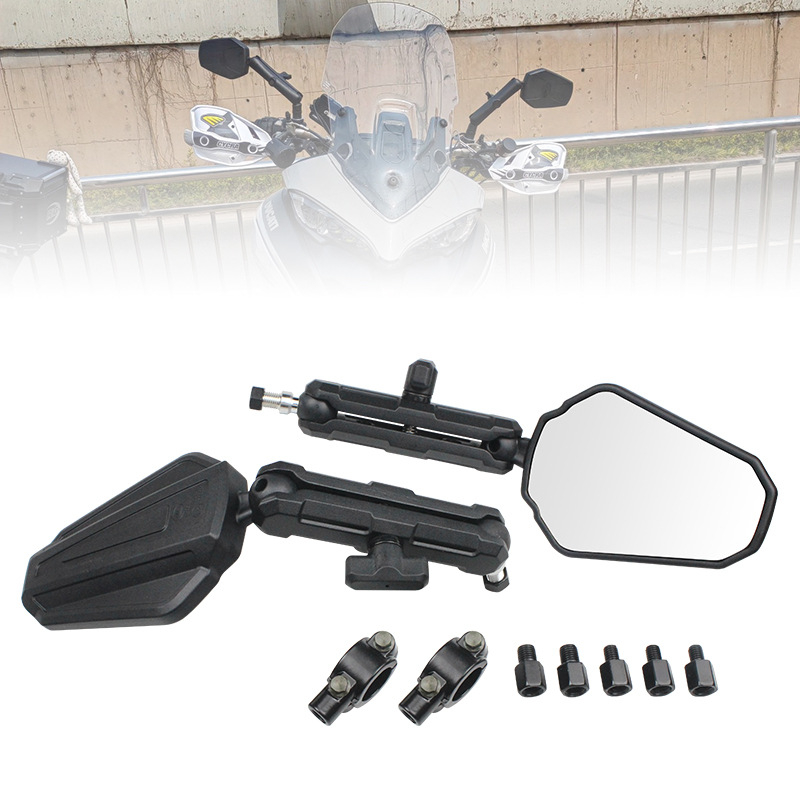 Zadnje ogledalo motocikla - rotirajuće i sklopivo, univerzalno za ADV terenski motocikl, model YRD-M-203, marka Yuxuan