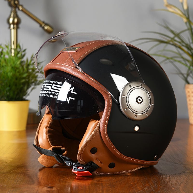 3C certificirana retro kaciga s dvostrukim vizirima za električna vozila i motocikle, 3/4 kućište, ABS, sve sezone, gradska vožnja