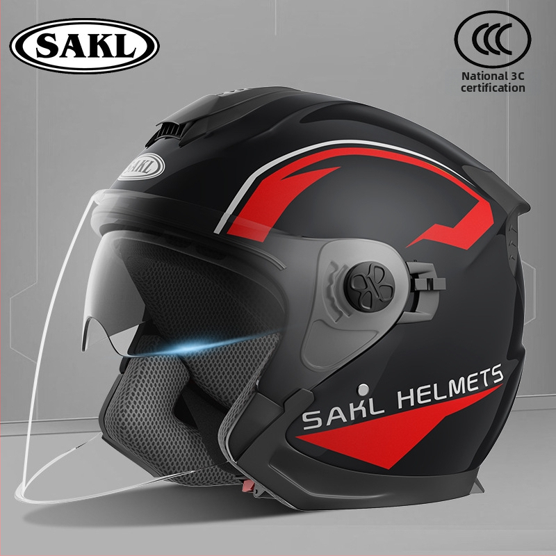 Kaciga za motocikl Sake, 3C certifikat, ABS, sve sezone univerzalna, stil 3/4, dvostruki vizir