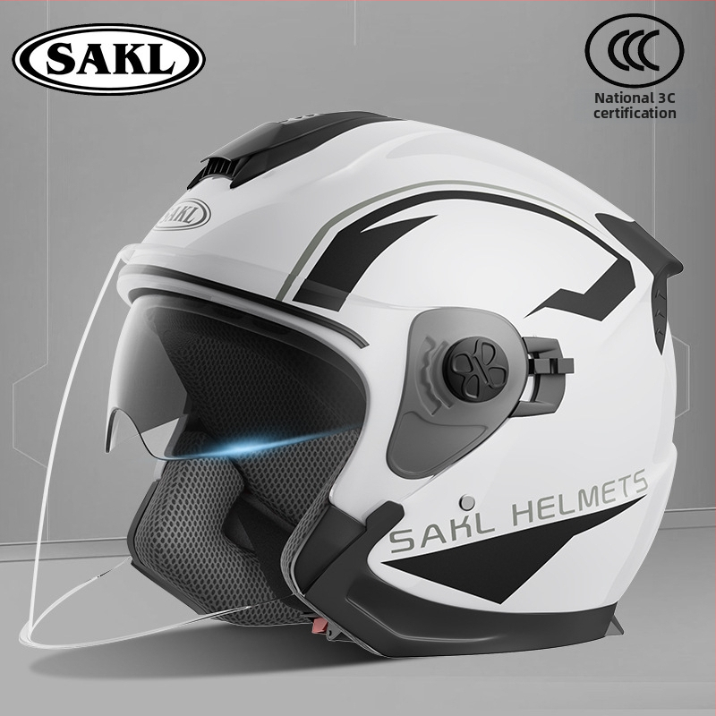 Kaciga za motocikl Sake, 3C certifikat, ABS, sve sezone univerzalna, stil 3/4, dvostruki vizir
