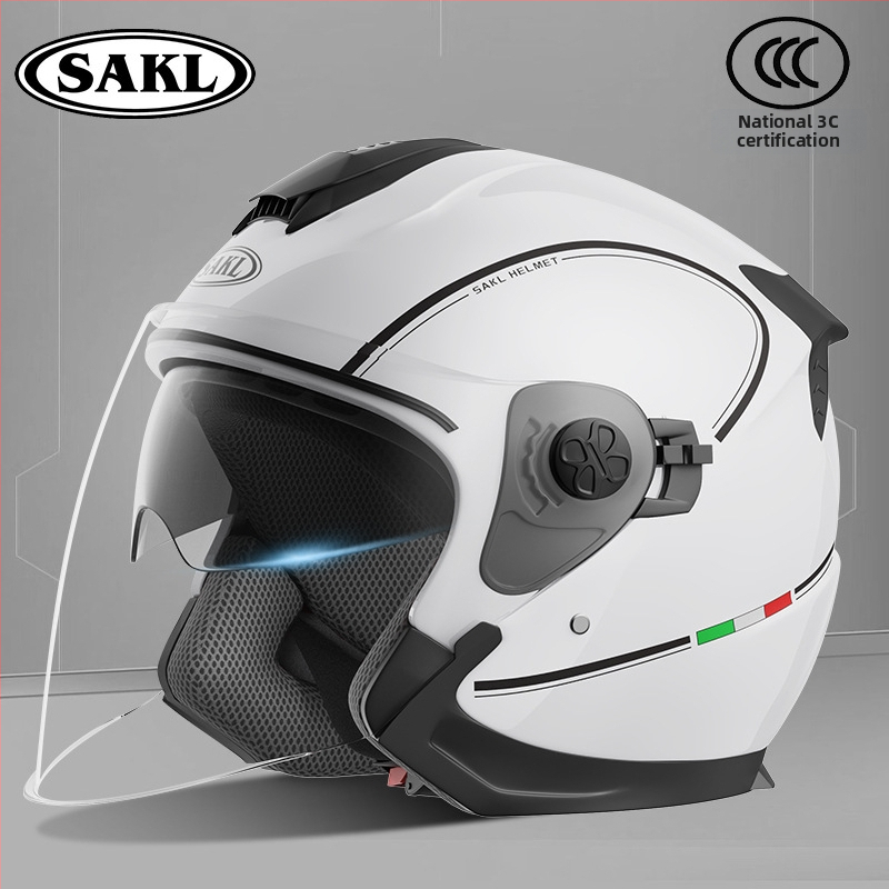 Kaciga za motocikl Sake, 3C certifikat, ABS, sve sezone univerzalna, stil 3/4, dvostruki vizir