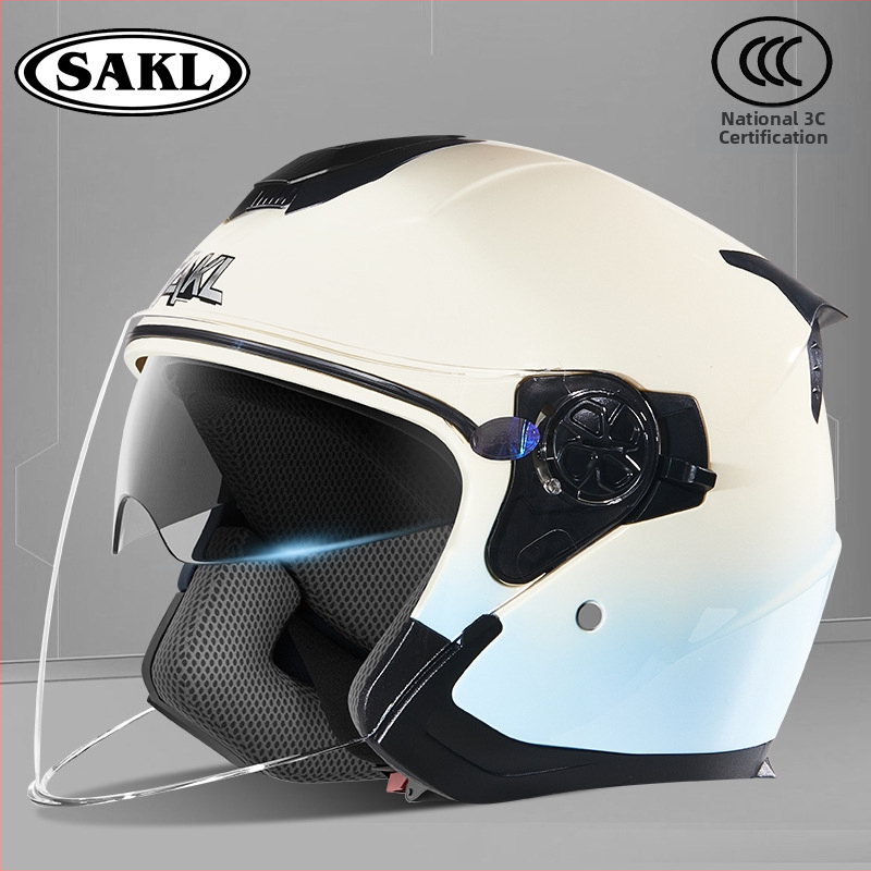 Kaciga za motocikl Sake, 3C certifikat, ABS, sve sezone univerzalna, stil 3/4, dvostruki vizir
