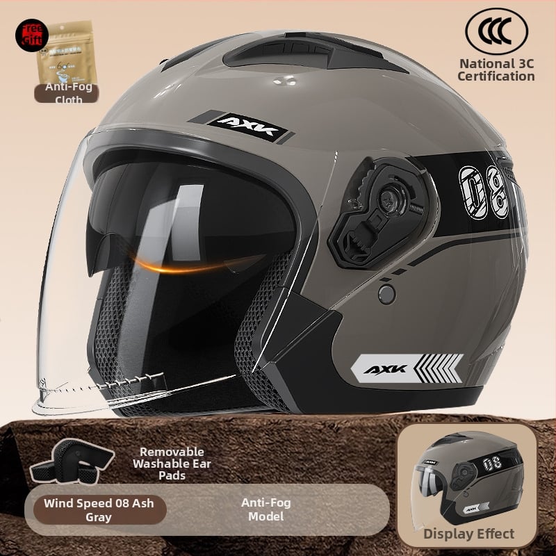 Kaciga za električni motocikl AXK, ABS, 3/4 stil, GB811-2022A, za odrasle