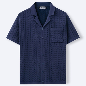 Polo cu guler cubanez, mâneci scurte, croială slim, 100% viscoză