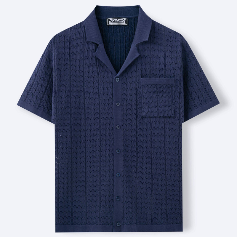 Polo cu guler cubanez, mâneci scurte, croială slim, 100% viscoză