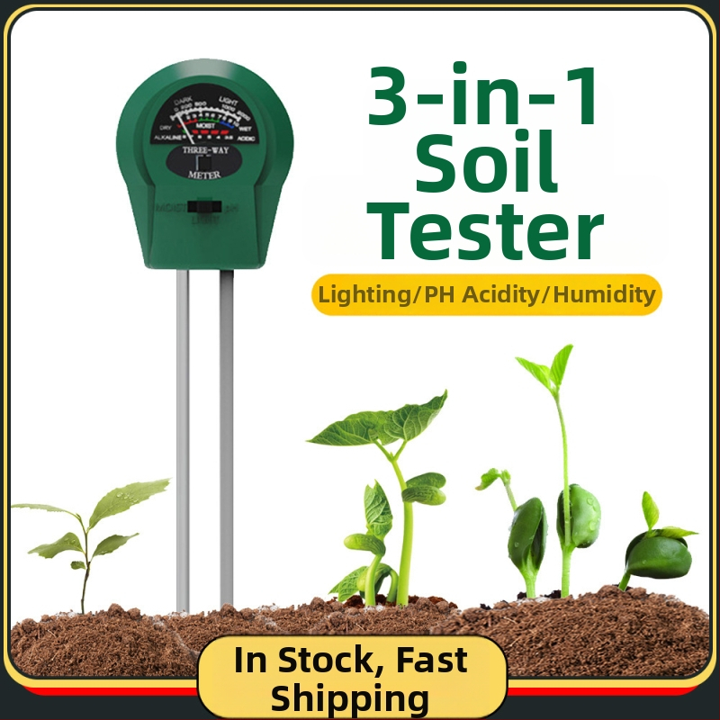 Pôdný merací prístroj 3-v-1: vlhkomer a pH meter, model ST-01, presnosť 0.1