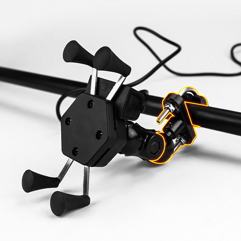 Iron Ride PJ05 Set ghidon cu cap de bilă de 23 mm, suport pentru telefon, pentru motocicletă/bicicletă