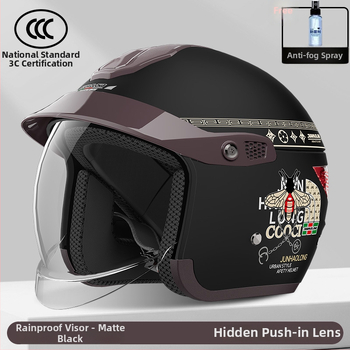 Cască pentru motocicletă electrică, 3/4, ABS, oglindă încorporată ascunsă, model 811, brand Junhao Dragon/Yongbin, universal iarnă pentru adulți, certificat 3C/GB811-2022A