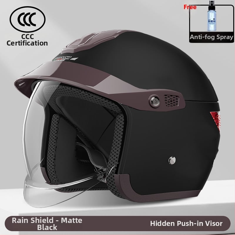 Cască pentru motocicletă electrică, 3/4, ABS, oglindă încorporată ascunsă, model 811, brand Junhao Dragon/Yongbin, universal iarnă pentru adulți, certificat 3C/GB811-2022A