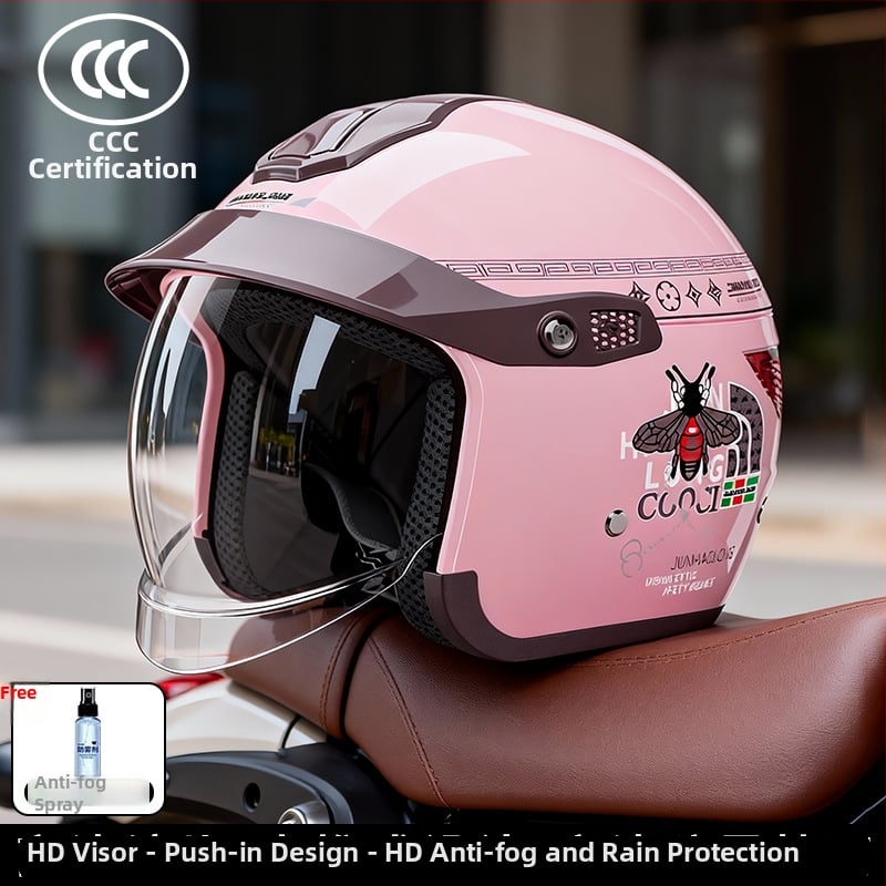 Cască pentru motocicletă electrică, 3/4, ABS, oglindă încorporată ascunsă, model 811, brand Junhao Dragon/Yongbin, universal iarnă pentru adulți, certificat 3C/GB811-2022A