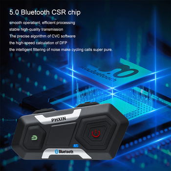 T10S-V3 set Bluetooth pentru cască de motocicletă cu intercom încorporat, impermeabil, autonomie 15 ore, rază intercom 1200 m