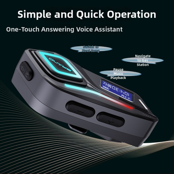 Bluetooth slúchadlo do prilby motocykla s interkomom — Bluetooth 5.0, dosah 10 m, stereo zvuk, 40 h prevádzková výdrž batérie