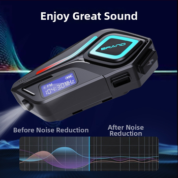 Bluetooth slúchadlo do prilby motocykla s interkomom — Bluetooth 5.0, dosah 10 m, stereo zvuk, 40 h prevádzková výdrž batérie