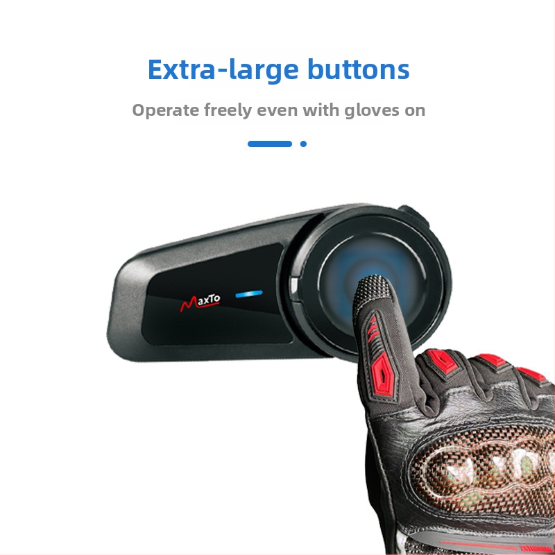 MAXTO Bluetooth headset pre prilbu – dosah 1000 m, 12 h batéria, Bluetooth 5.0, vodotesný a prachotesný, 3D zvuk