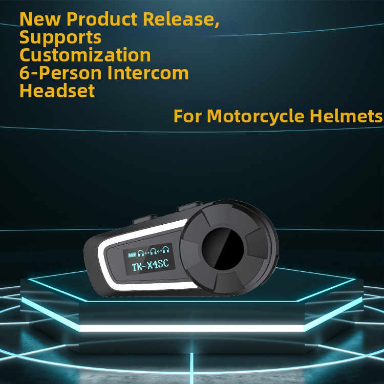 Motocyklový interkom pre prilbu TK-X4SC, dosah 100 m, Bluetooth 5.0, výdrž batérie 40 h, vodeodolný a prachotesný
