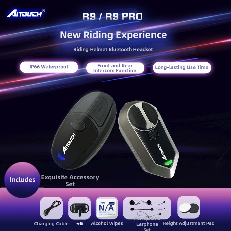 Bluetooth slúchadlo do prilby motorky – Nepremokavé, Interkom, Dosah 10 m, Bluetooth 1.1, Životnosť batérie 300