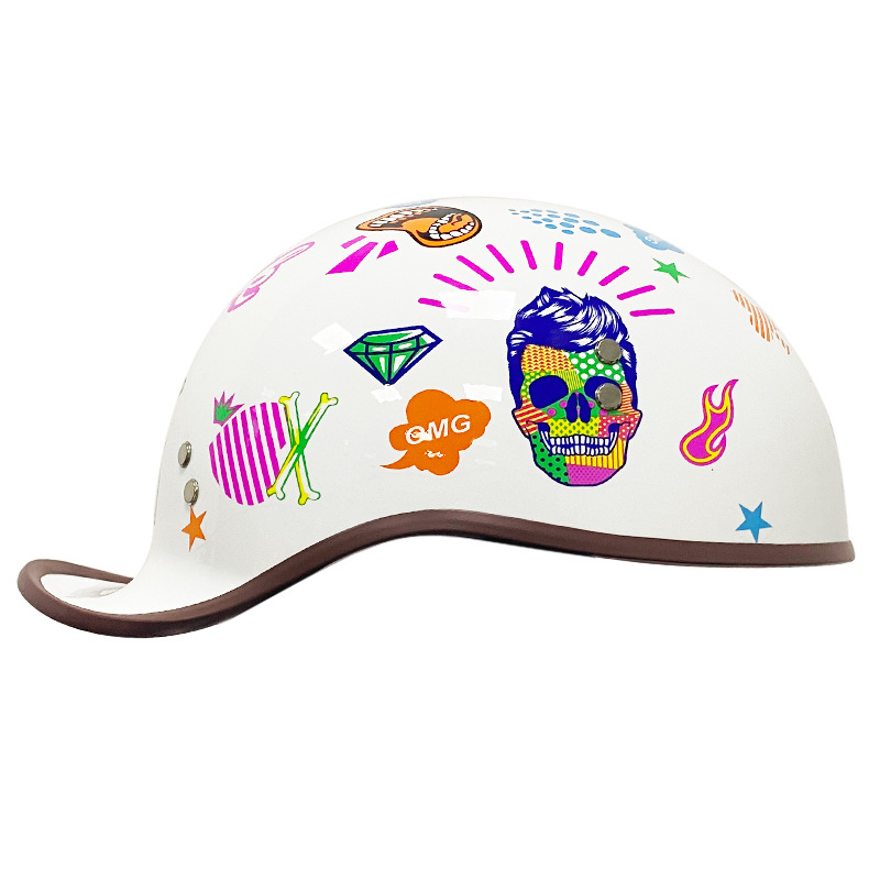 Cască pentru motocicletă, stil retro, ușoară, patru sezoane, unisex (ABS, certificare 3C)