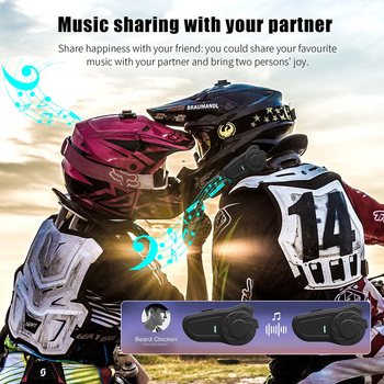 Cască de bicicletă cu intercom Bluetooth pentru doi, rază de 20 m, Bluetooth 5.0, partajare muzică, reducere zgomot