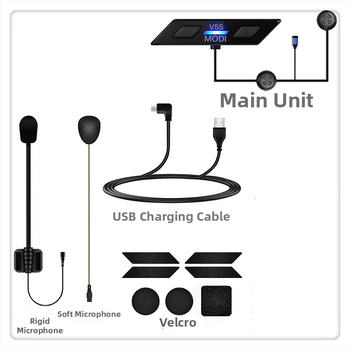 Bluetooth headset pre prilbu motorke s dvoma interkomom V5S (Bluetooth 5.1, dosah 1500 m, vodotesné a prachotesné, potlačenie šumu)