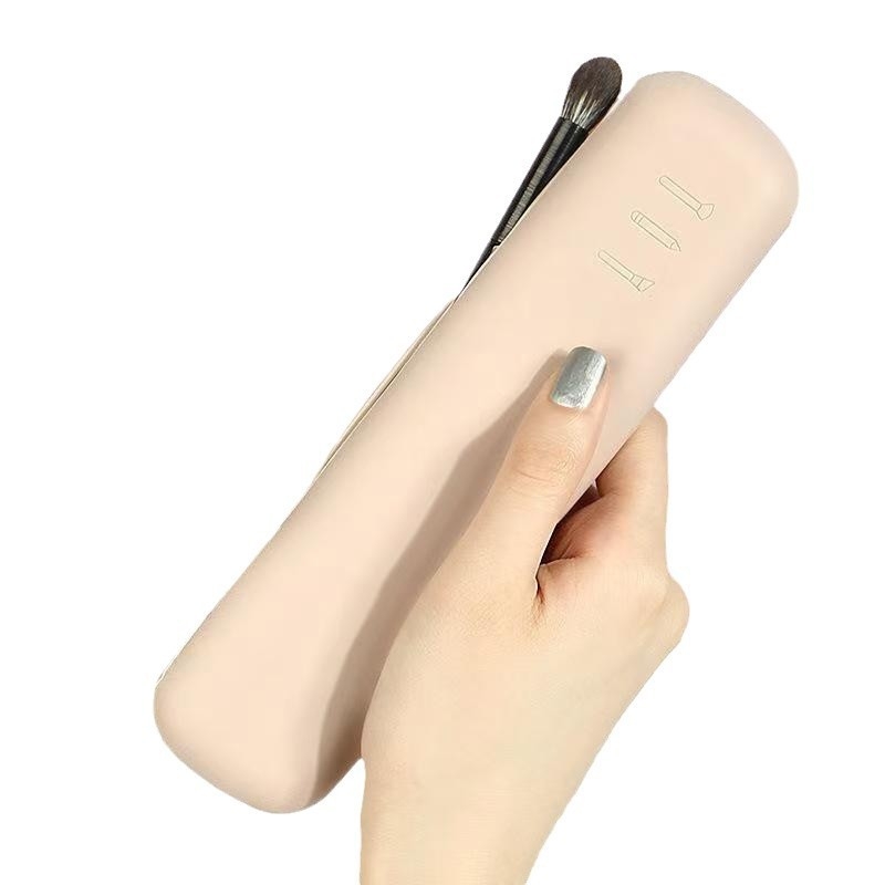 Geantă de depozitare pentru pensule de machiaj, din silicon impermeabil, portabilă pentru călătorii, cu închidere magnetică