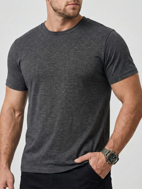 Muški ljetni T-shirt kratkih rukava s okruglim izrezom, slim fit, poliesterska mješavina, 180 g, za svakodnevnu upotrebu ljeti, proljeće i jesen.