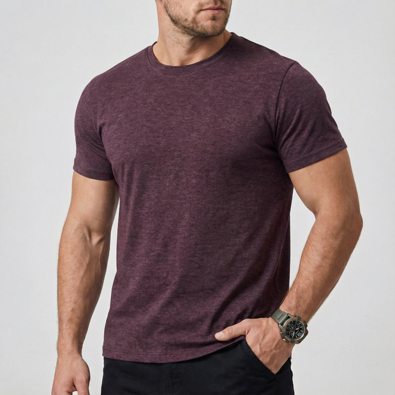 Muški ljetni T-shirt kratkih rukava s okruglim izrezom, slim fit, poliesterska mješavina, 180 g, za svakodnevnu upotrebu ljeti, proljeće i jesen.