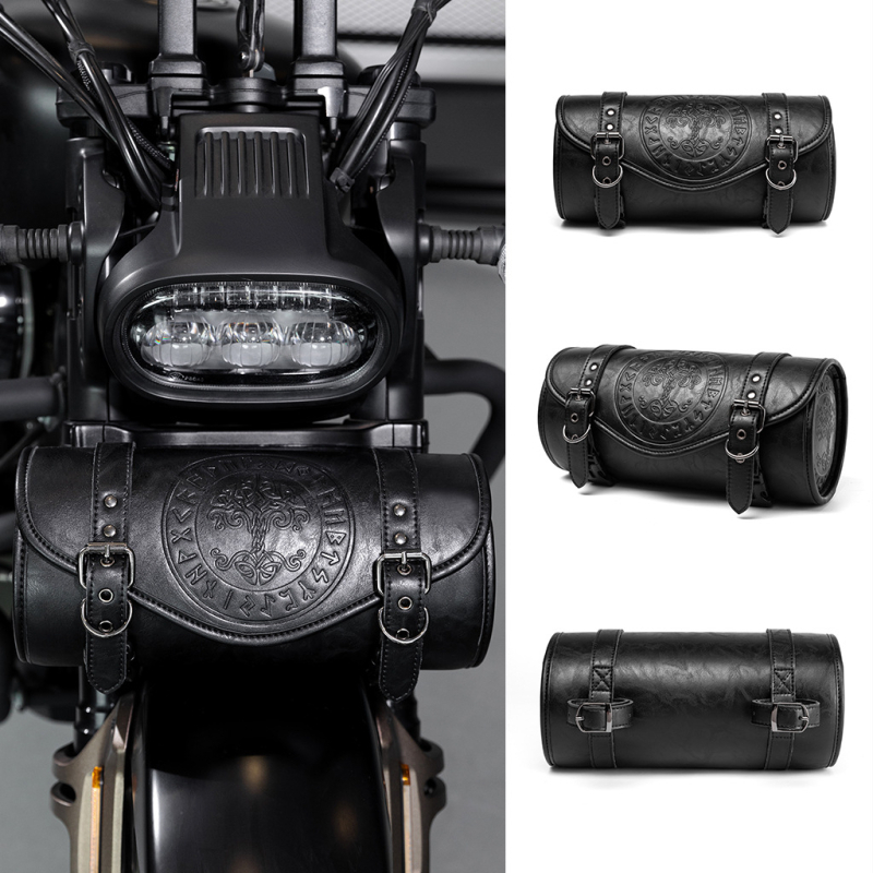 PU reljefna torba za motocikl, punk retro stil, prednja montaža, model Fbg485bk, Gearduke, za motocikle i električna vozila