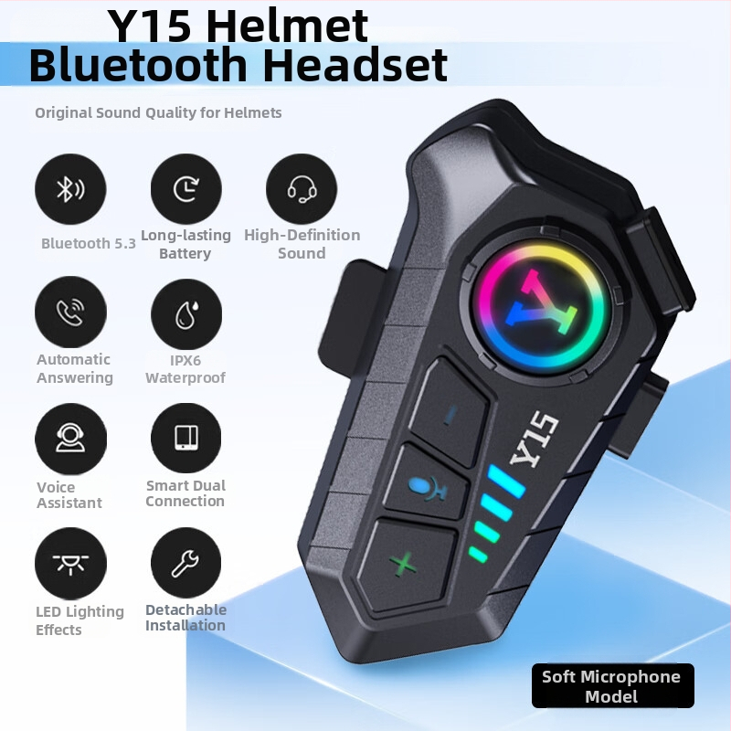 Slúchadlo na prilbu Bluetooth IPX6 vodeodolné, 3D Surround zvuk, stereo, Bluetooth 5.3, dosah 100 m, výdrž batérie 15–30 h