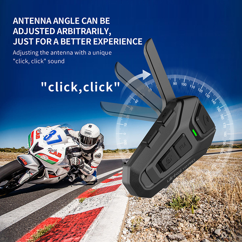 ULINKAL Y2PRO Bluetooth interkom za kacigu motocikla — dvostruki duplex, kompatibilan s punim i polokacigama, dimenzije 45×90 mm