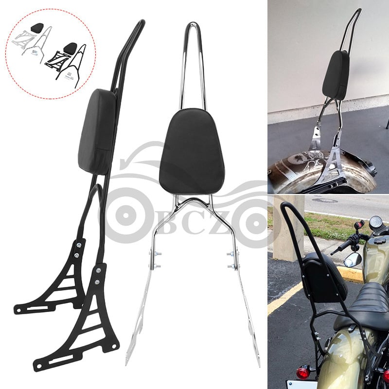 BCZMT 883 Pointed Bow Backrest pentru motocicletă cu suport de bagaje spate și spătar pentru pasager, Harley-Davidson 883 XL1200 (2004–2013)