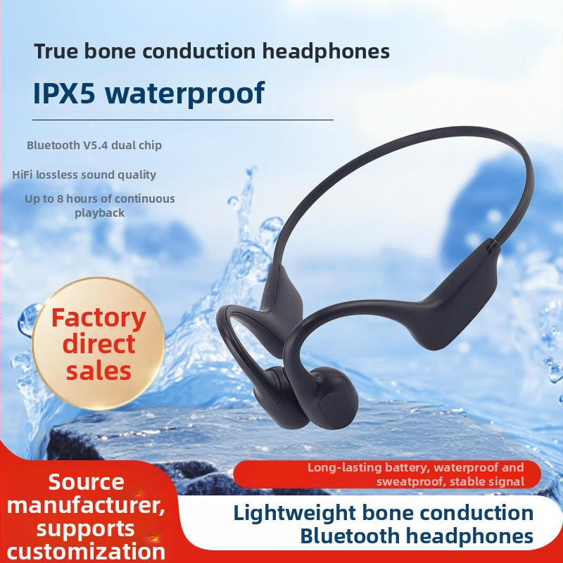 Bezdrôtové slúchadlá s kosťovým vedením na behanie, s háčikom na ucho, Bluetooth 5.4, IPX5, výdrž batérie viac než 8 hodín