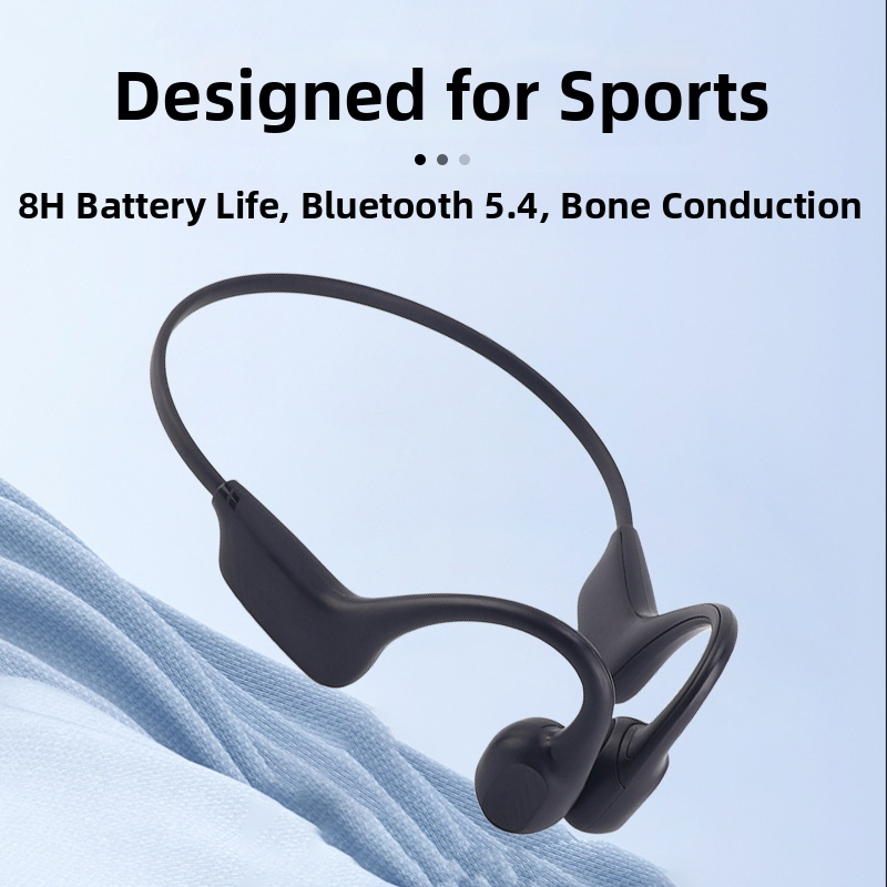 Bezdrôtové slúchadlá s kosťovým vedením na behanie, s háčikom na ucho, Bluetooth 5.4, IPX5, výdrž batérie viac než 8 hodín
