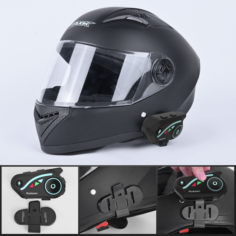 Casca Bluetooth pentru motocicletă V8 – autonomie 30h, impermeabilă, anulare zgomot, stereo, Qualcomm QCC, conectare la două telefoane