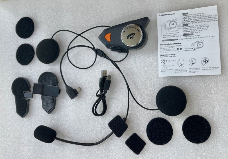 Motociklistička kaciga s Bluetooth slušalicom za glazbu - bežično, trajanje baterije do 12 sati (10 m, Bluetooth 5.4, stereo)