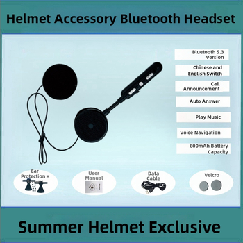 Headset Bluetooth pentru cască de motocicletă, Bluetooth 5.0, rază de 10 m, impermeabil cu reducere a zgomotului, autonomie 60 h, stereo dual, control vocal