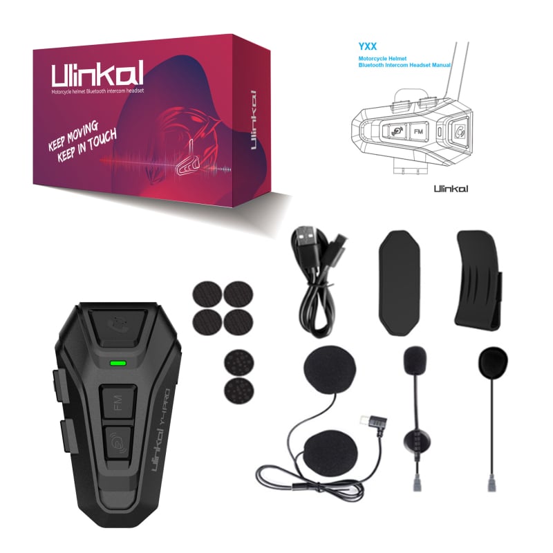 Interkom za kacigu motocikla Bluetooth 5.2, doseg 1000 m, trajanje baterije 30 h, vodootporan, zvuk 3D