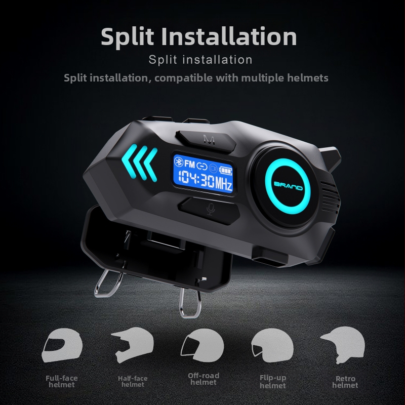 K09 real-time interkom pre prilbu s Bluetooth slúchadlom na motocykel s dlhou výdržou batérie