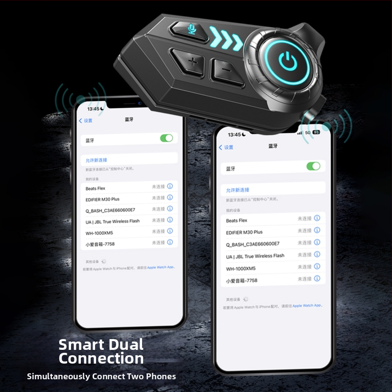 Slúchadlo Bluetooth do prilby pre motocyklistov — nepremokavé, dlhá výdrž batérie, vstavaný mikrofón, interkom pre prilby s plným tvárom