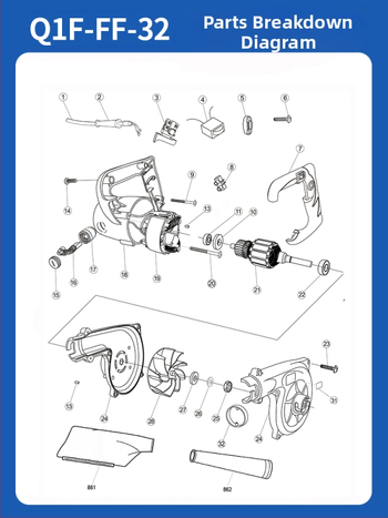 Spínač rotor-státor pre elektrický nástroj (Q1F-FF-32) 36V, náhradná súčiastka Dongcheng