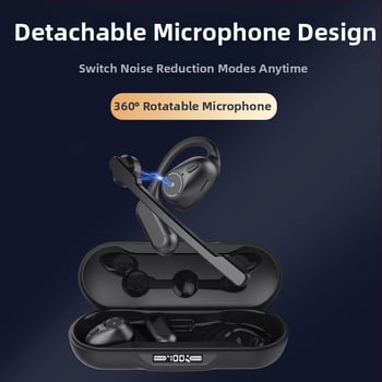 2025 OWS Bluetooth ακουστικά με κλιπ για το αυτί και αποσπώμενο μικρόφωνο, διπλός ήχος HD κλήσεις, μοντέλο A2, 2025