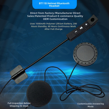 Bluetooth headset do prilby na motorku (80 hodín batérie, Bluetooth 5.0, dosah 10 m, vodotesný, stereo)