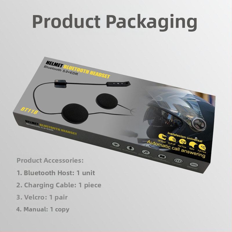 Bluetooth headset do prilby na motorku (80 hodín batérie, Bluetooth 5.0, dosah 10 m, vodotesný, stereo)